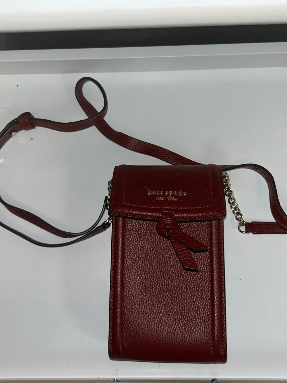kate spade Pebbled Leather Crossbody Pouch - Deep Wine